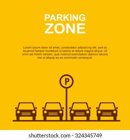 Parking Zone yellow background Vector Illustration.