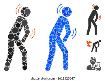 Parkinson disease composition of spheric dots in different sizes and color tinges, based on parkinson disease icon. Vector random circles are composed into blue composition.