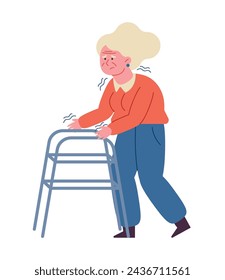 parkinson elderly woman illustration vector