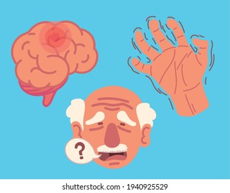 parkinson old man hand brain