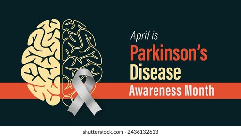 Parkinson's Disease Awareness Month campaign banner. Progressive degeneration of nerve cells. Brain disorder. Observed in April yearly.
