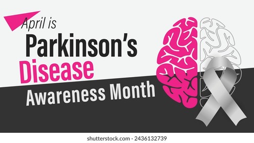 Parkinson's Disease Awareness Month campaign banner. Progressive degeneration of nerve cells. Brain disorder. Observed in April yearly.