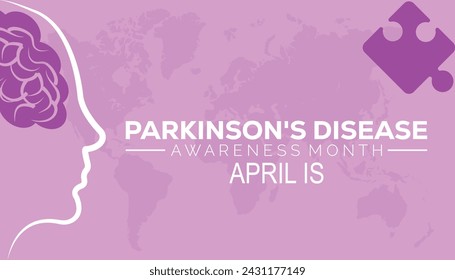 Mes de concienciación sobre la enfermedad de Parkinson observado cada año en abril. Plantilla para fondo, pancarta, tarjeta, cartel con inscripción de texto.