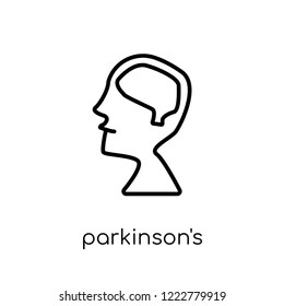 Parkinson's disease icon. Trendy modern flat linear vector Parkinson's disease icon on white background from thin line Diseases collection, editable outline stroke vector illustration