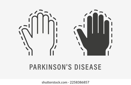 Parkinson's disease icons on white background. Vector illustration.