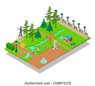 Parkland concept banner. Isometric banner of parkland vector concept for web, giftcard and postcard