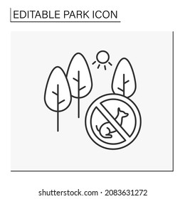Parkland line icon. Dog-free sign in park. Areas where pets are not allowed. Walking only for people. Park concept. Isolated vector illustration. Editable stroke