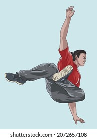 parkour athlete  drawing, extreme sport, art.illustration, vector
