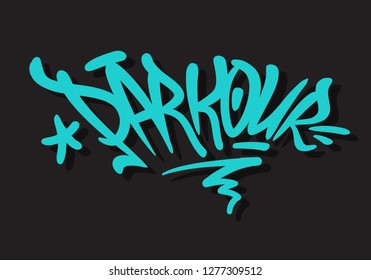 Parkour Brush Lettering Type Design Graffiti Tag Style Vector Graphic