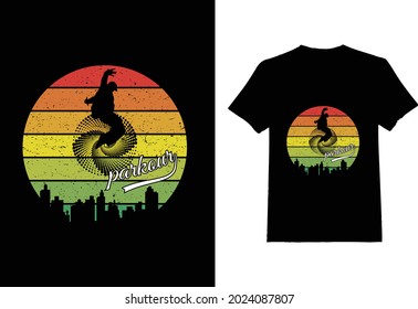 Parkour concept Fashion sport emblem design, urban graphic Print label - vector illustration.