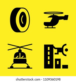 parkour, helicopter, alloy wheel and helicopter vector icon set. Sample icons set for web and graphic design
