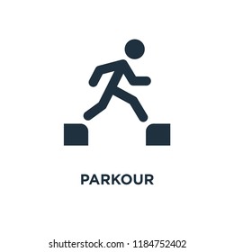 Parkour icon. Black filled vector illustration. Parkour symbol on white background. Can be used in web and mobile.