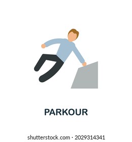 Parkour icon. Flat sign element from extreme sport collection. Creative Parkour icon for web design, templates, infographics and more