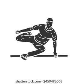 Parkour Icon Silhouette Illustration. Urban Sport Vector Graphic Pictogram Symbol Clip Art. Doodle Sketch Black Sign.