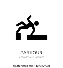 parkour icon vector on white background, parkour trendy filled icons from Activity and hobbies collection, parkour simple element illustration