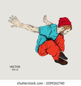 Parkour Jumping man. Outdoor sport. Vector illustration