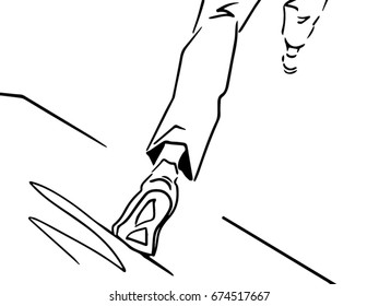 parkour leap, back bottom view, b&w simple vector sketch. 8 from parkour set of 15 drawings 