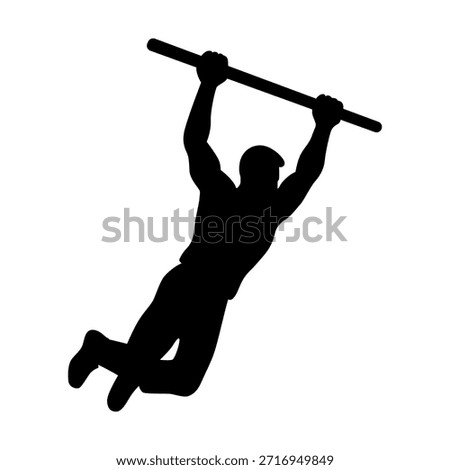 Parkour man on horizontal bar, sports silhouette vector