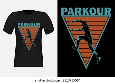 Parkour Man Silhouette Vintage Retro T-Shirt Design