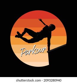 Parkour at night graphic illustration