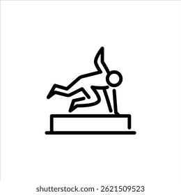 parkour outline icon. figure stick playing sport line art illustration.