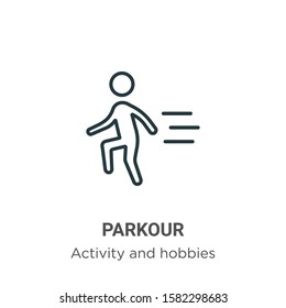 Parkour outline vector icon. Thin line black parkour icon, flat vector simple element illustration from editable activities concept isolated on white background