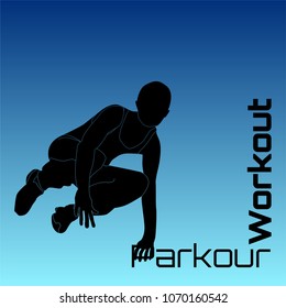 Parkour Practitioner illustration flat vector elements. Will be perfect for t-shirts, textile, banner, postcard, poster.