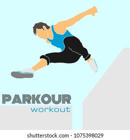 Parkour Practitioner illustration flat vector elements. Will be perfect for t-shirts, textile, banner, postcard, poster.