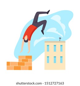 Parkour practitioner illustration flat vector illustration isolated on white background.