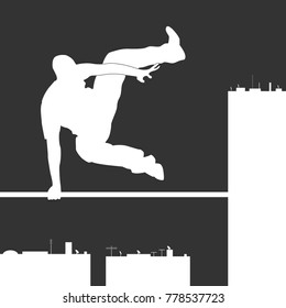 Parkour Practitioner illustration flat vector elements. Will be perfect for t-shirts, textile, banner, postcard, poster.