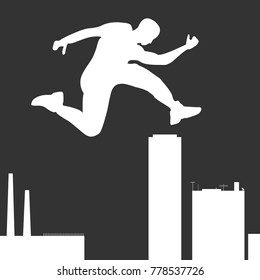 Parkour Practitioner illustration flat vector elements. Will be perfect for t-shirts, textile, banner, postcard, poster.