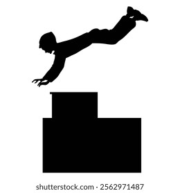 Parkour Silhouettes Athletes in Dynamic Action and Movement