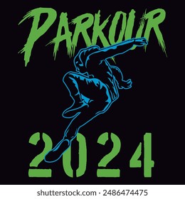 PARKOUR CAMISETA DE DISEÑO VERDE VECTOR