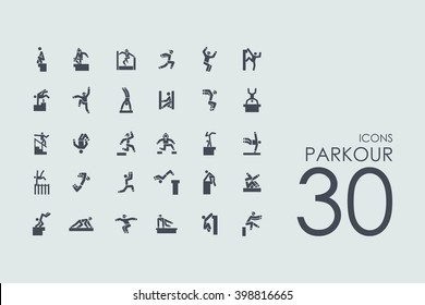 parkour vector set of modern simple icons