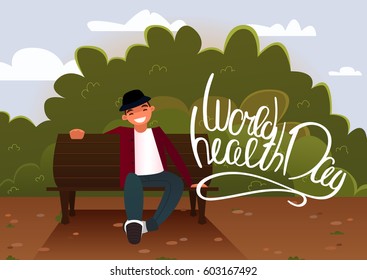 Parks background. Lettering World health day.