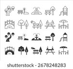 Parks and green place icon vector set