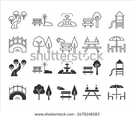 Parks and green place icon vector set