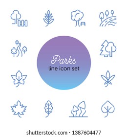 Parks line icon set. Tree, leaf, plant, flora. Nature concept. Can be used for topics like hiking, forest, country
