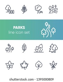Parks line icon set. Tree, leaf, plant, flora. Nature concept. Can be used for topics like hiking, forest, country