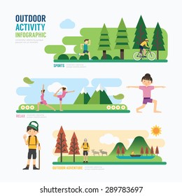 Parques y actividad al aire libreTemplate Design Infographic. Ilustración de vectores de concepto 