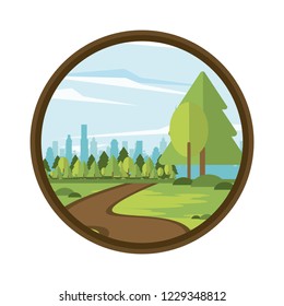 parkscape in round icon