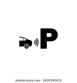 Parktronic Sensor. Parkassistent flaches Vektorsymbol. Einfaches, einfarbiges Symbol auf weißem Hintergrund