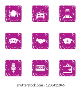 Parlay icons set. Grunge set of 9 parlay vector icons for web isolated on white background