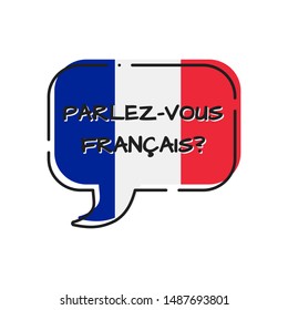 parlez-vous francais - do you speak french, bubble with france flag