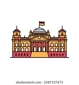 parliament building with a German flag symbolizing governance