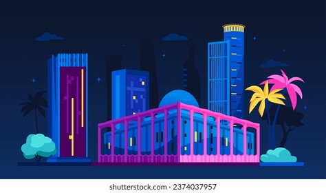 Parliament building and mall - modern colored vector illustration