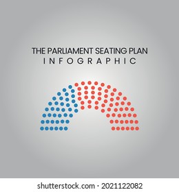 The Parliament. Editable results and seats. Seating Plan. Infographic.