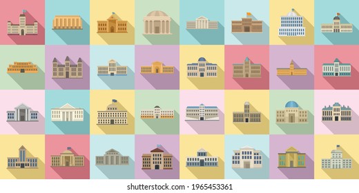 Parliament icons set. Flat set of parliament vector icons for web design