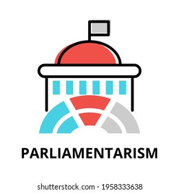 Parliamentarism icon concept, politics collection, flat line vector illustration
