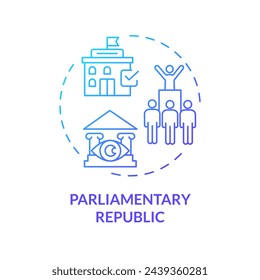 Parliamentary republic blue gradient concept icon. Federal government policy. Political parties, senate lawmakers. Round shape line illustration. Abstract idea. Graphic design. Easy to use